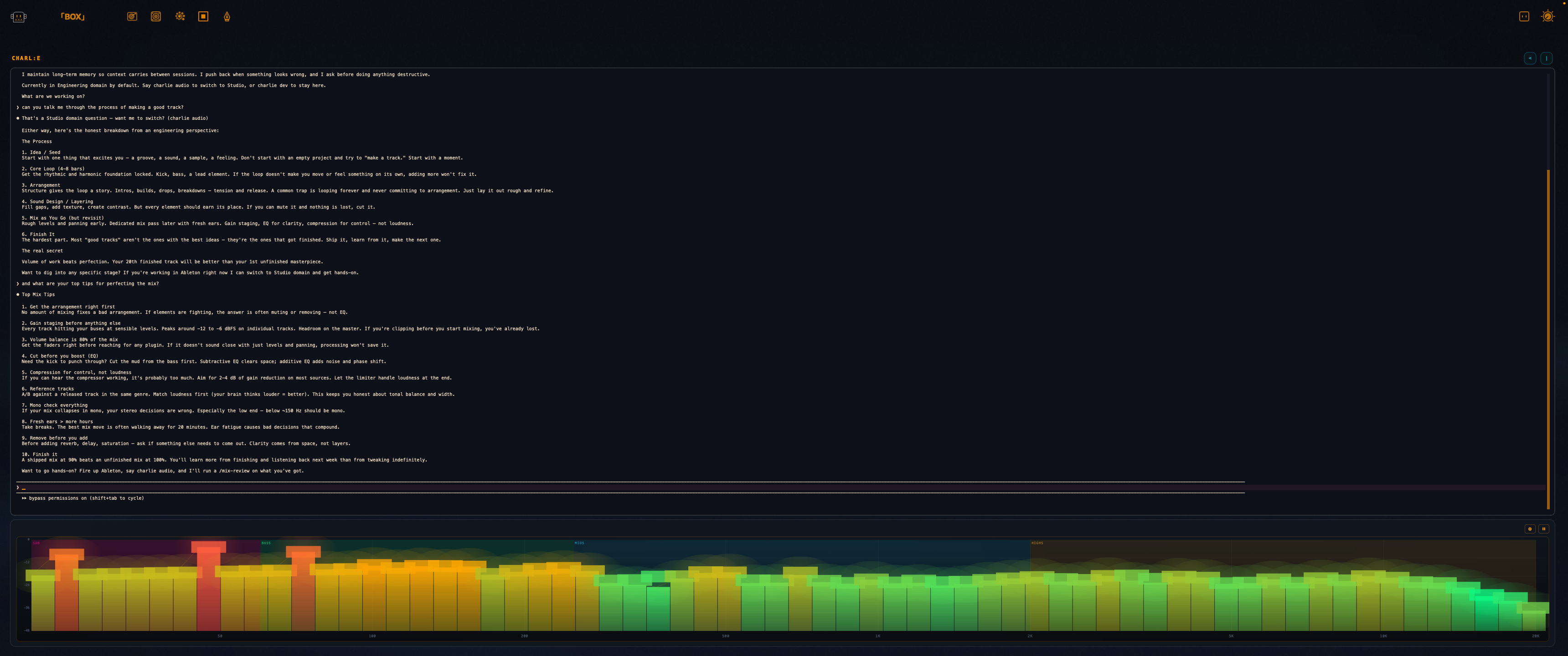 CHARLIE — AI co-pilot with real-time spectrum analyzer
